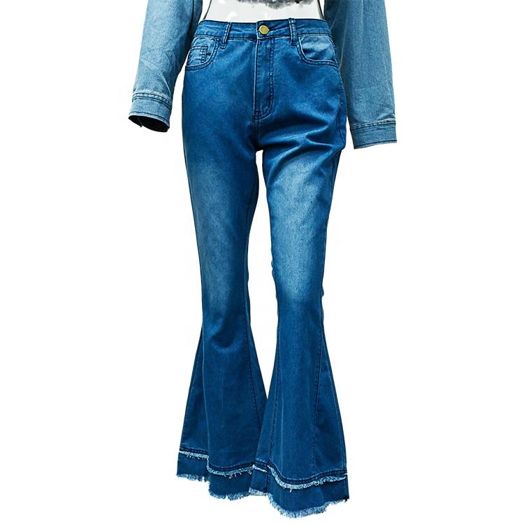 european and american fashion wild wide leg stitching solid color stretch flared women pants