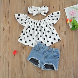 2PCS Set Toddler Kids Baby Girls Outfits Clothes T-Shirt Vest Tops+Shorts Pants