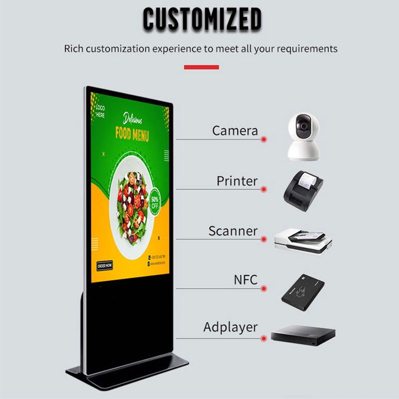 KINGONE Floor Standing Vertical Interactive Digital Signage Totem LCD TV Touch Screens Kiosk Advertising Display for advertising