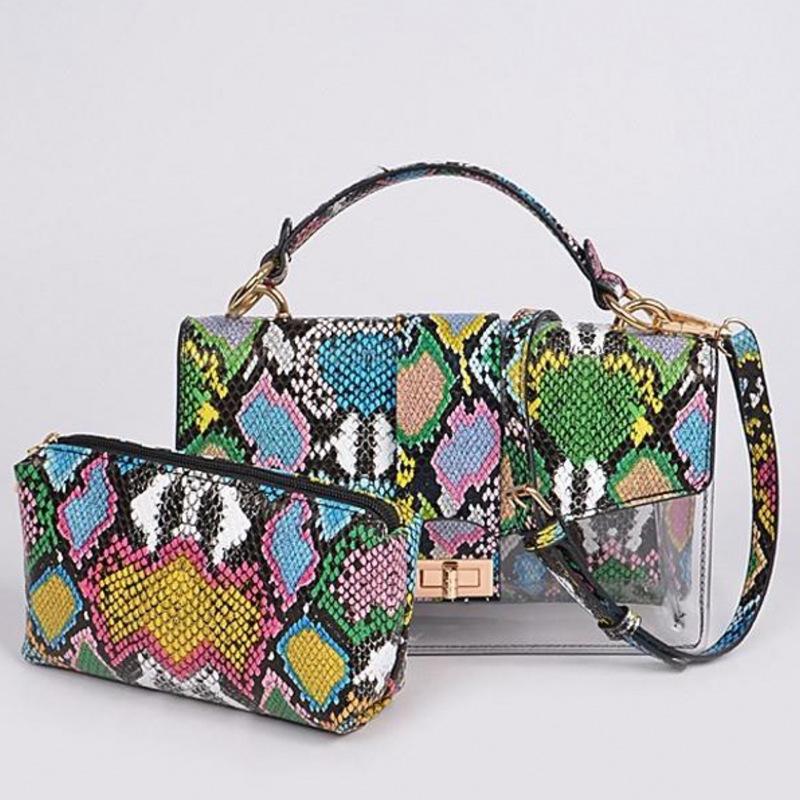 2021 designer women snakeskin jelly chain ladies kids big handbag backpack purse and shoe slide slipper sandals matching bag set