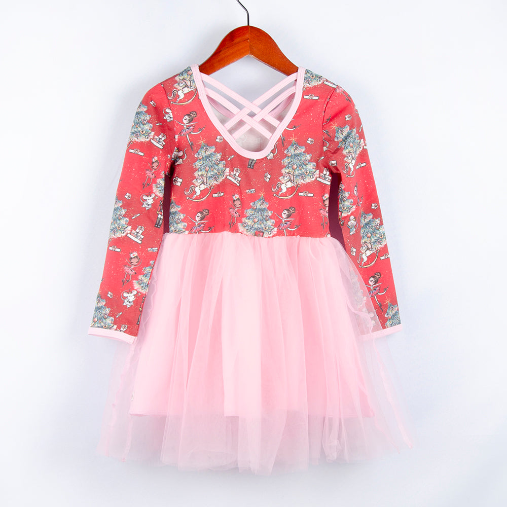 Winter fall long sleeve tutu dress kids girls christmas dresses Floral print Children Girls tulle Dresses