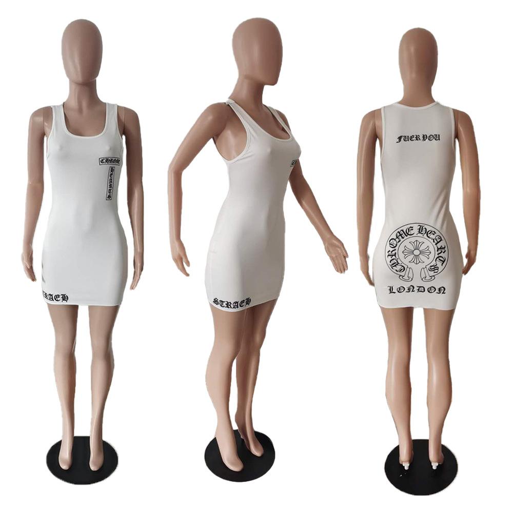 2021 summer dress ladies sleeveless solid round neck ribbed tank top dress bodycon knitting casual dresses