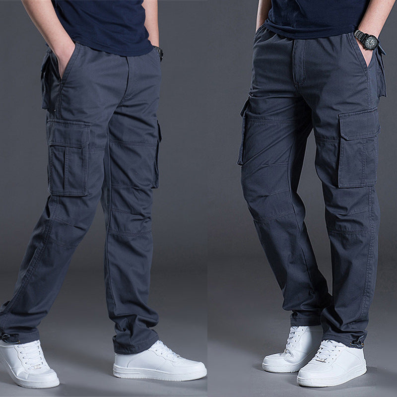 Winter Men Cotton Woven Cargo Zip Fly Pants Fashion Multi-Pockets Elastic Waist Mens wholesale men pants trouser