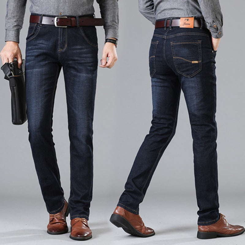 Wholesale large size fashion loose stretch men straight jeans 2023 new design trend high waist business casual long pants