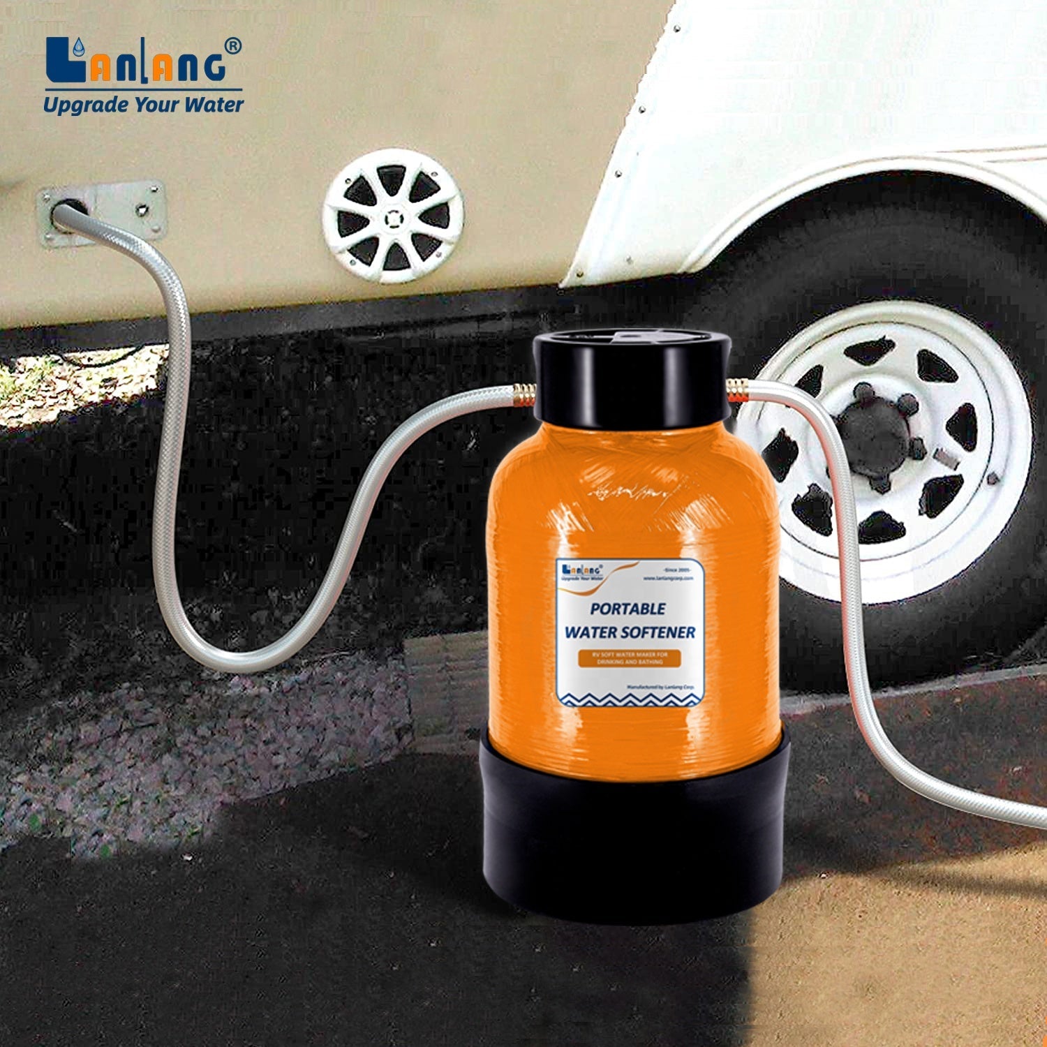 Lanlang OEM NSF certificated resin RV portable water softener road washing filter system RV mobile water softener