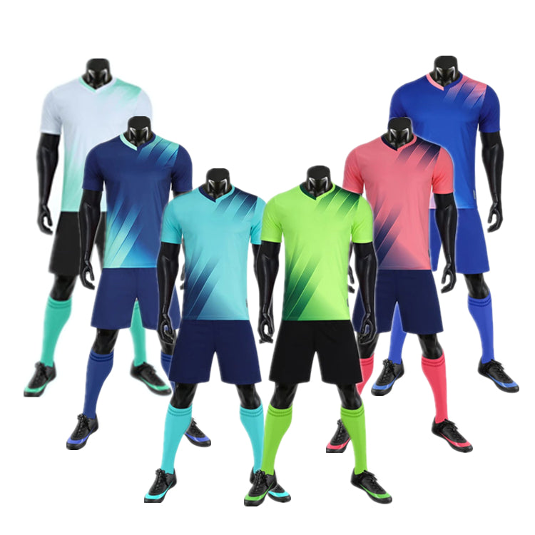Wholesale Supplier Team Design Breathable Sport Wear Soccer Shirt Set Quick Dry Adult Black Custom Football Uniform Jersey Kit