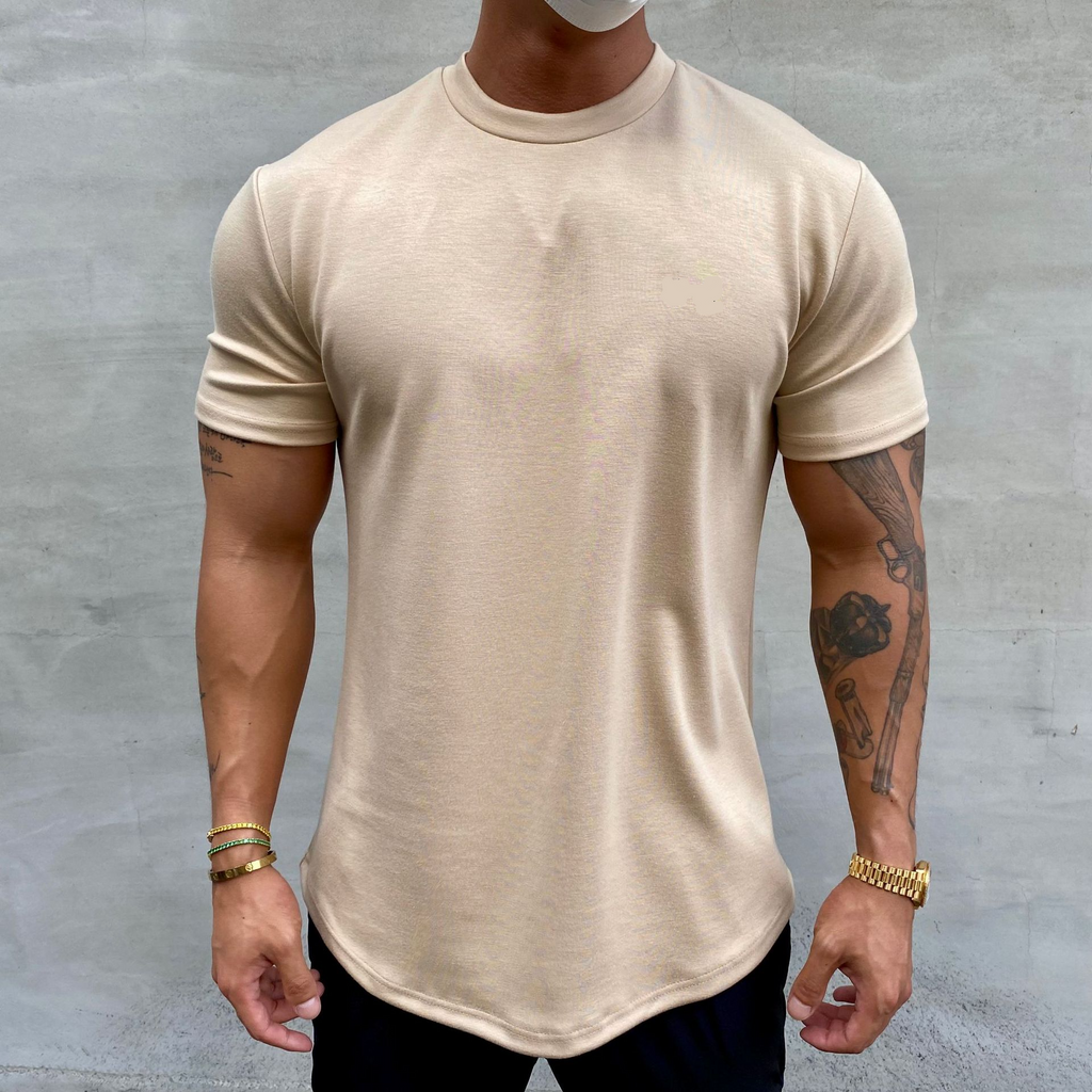 Elastic custom logo Short Sleeve mens t shirt  Training  Fitted Workout  Fitness Mens Slim Fit Sport  oversize  Gym Shirt