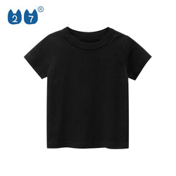 Custom Printing Solid Color Unisex Kids Top Clothes Cotton Comfortable Girls Boys Short Sleeve T Shirt