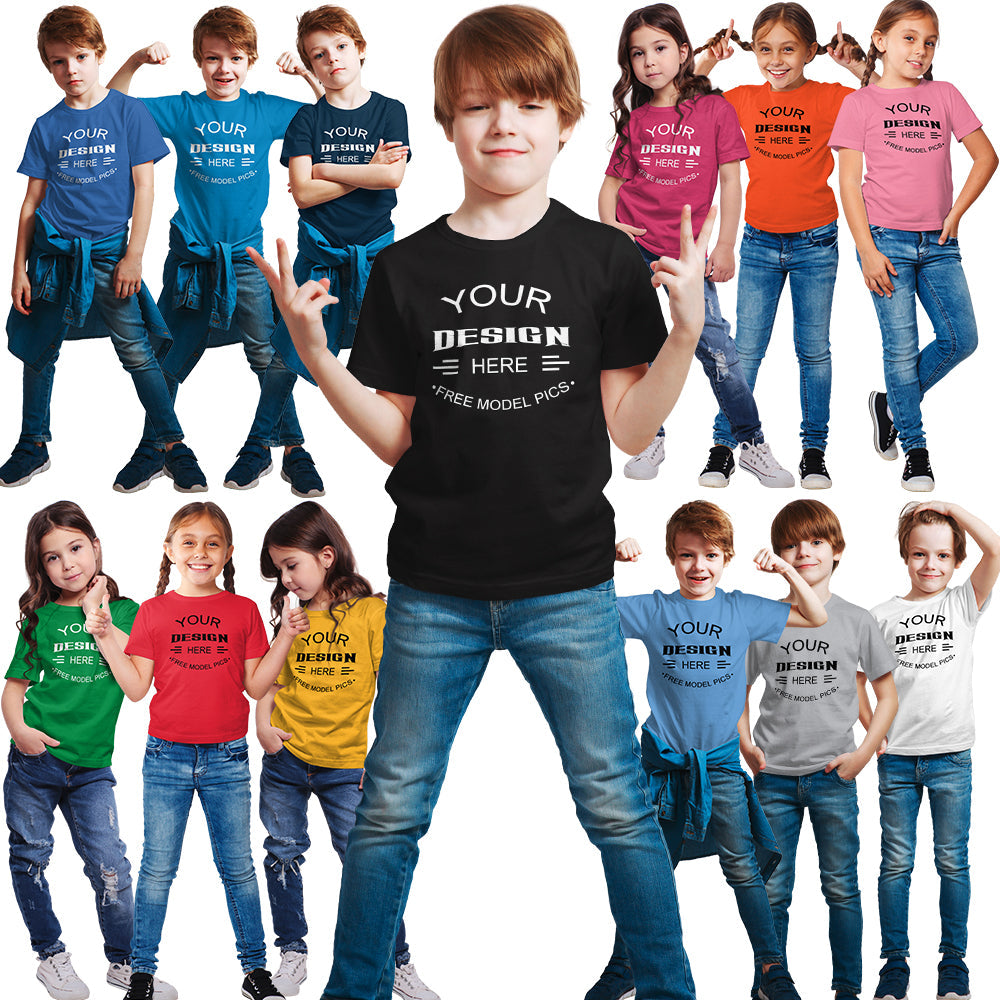 Custom Logo T-shirt Boy 100% Premium Cotton T-shirts Plain Tshirts Blank Baby Girl Kids Short Sleeve t shirt Boy Kids Tee