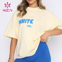 Custom Logo Women Short Sleeve Drop Shoulder Printing Heavy weight Cotton Oversized Gym T shirt Oversize Women