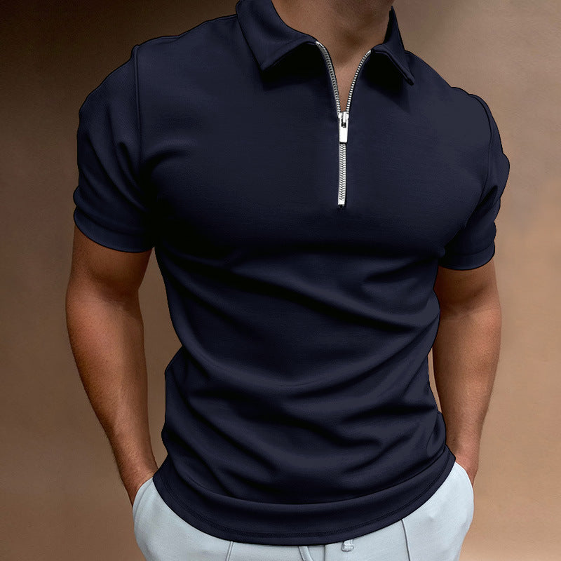 Wholesales Slim Fit Golf Polo Shirts With Zipper Polo Shirts Custom Logo Printed Men Polo Shirts