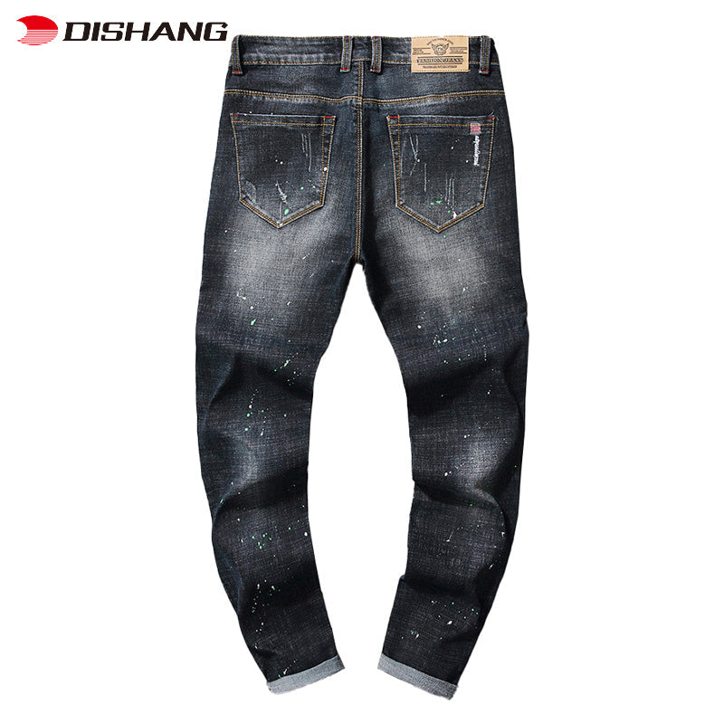 Hot Selling Men Trousers Jeans Zipper Slim Men Jeans Trouser Skinny Hole Men Jeans Pants