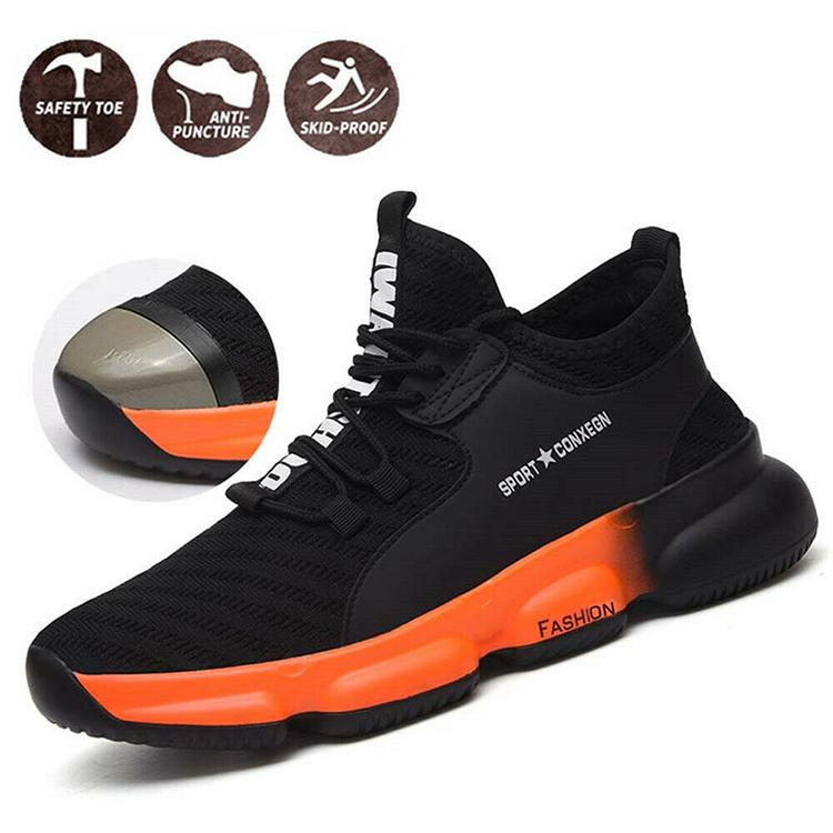 fly woven work boots anti smashp steel toe footwear indestructible sneakers walking woodland safety shoes