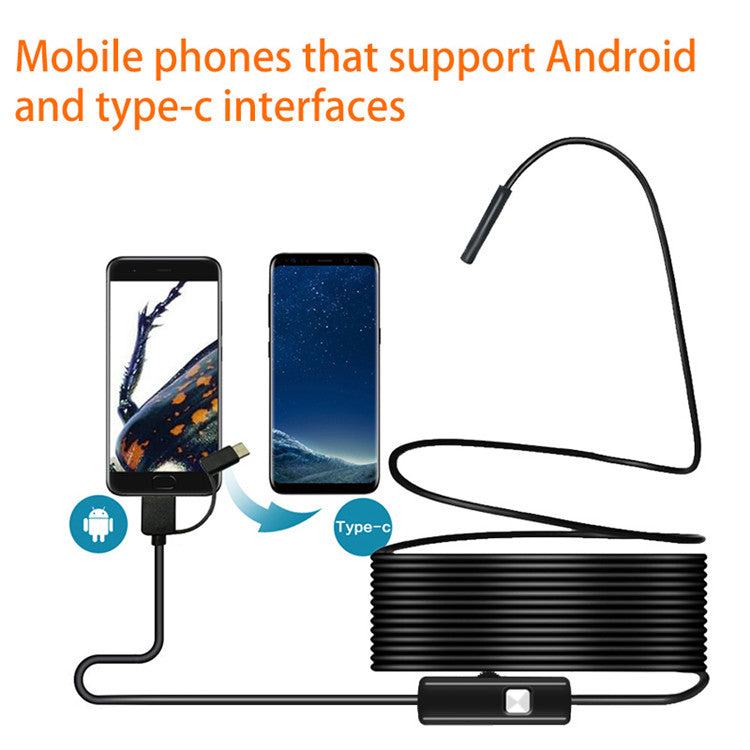 1m 2m 5m wire mini endoscope camera 5 5mm lens for android type c usb borescopes waterproof led lighting inspection camera