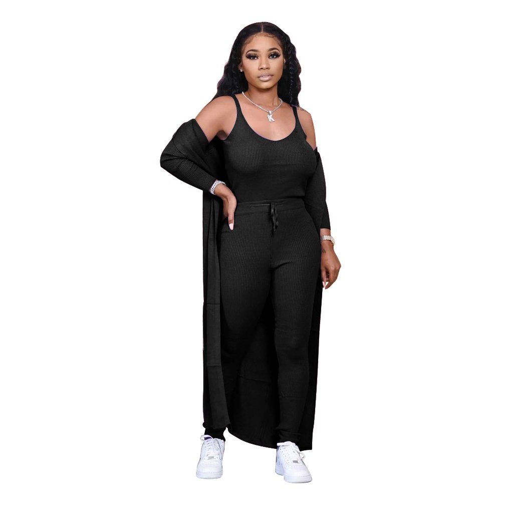 custom logo drop ship 2020 solid women fall clothing 2020 long sleeve long pants women three piece pant set a5198