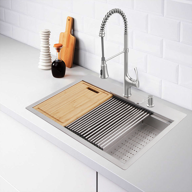 Farmhouse Stainless Steel Kitchen Sink With Plate Press Single Bowl Kitchen Sink Modern design