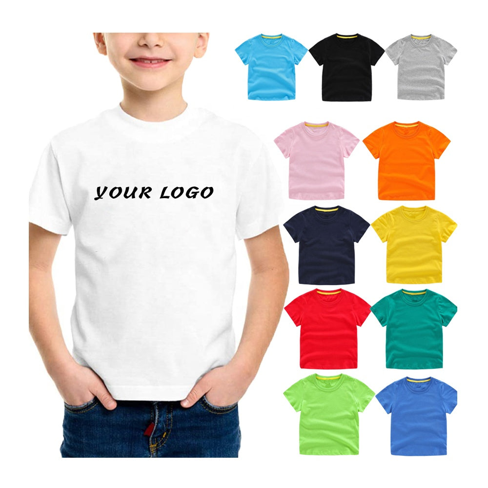 JL0517A Wholesale High Quality Boys T-Shirts 100%Cotton Plain T Shirt Kids Custom LOGO White  T Shirts For Children