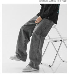 Dropship Wholesale Streetwear Mens Denim Jeans Loose Fit Jeans Straight Baggy Jeans