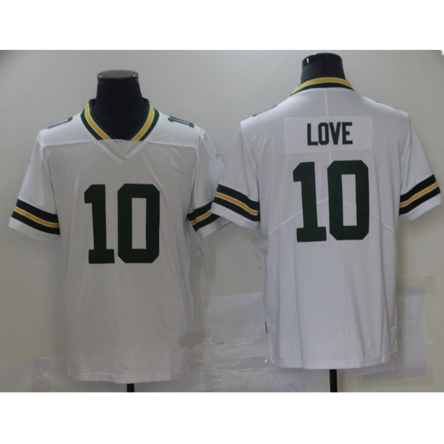 2023 Green Bay Jerseys JD Love #10 Stitched USA American Football Shirts Sport Top VP Limited Jerseys Dropshipping - Green White