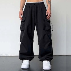 2023 High Quality Custom Outdoor Streetwear Camo Baggy Cargo Pants Custom Parachute Pants Men