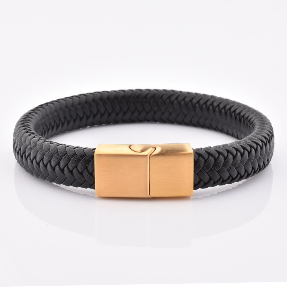 wholesale luxury mens magnetic clasp men jewelry bracelet real leather bracelet