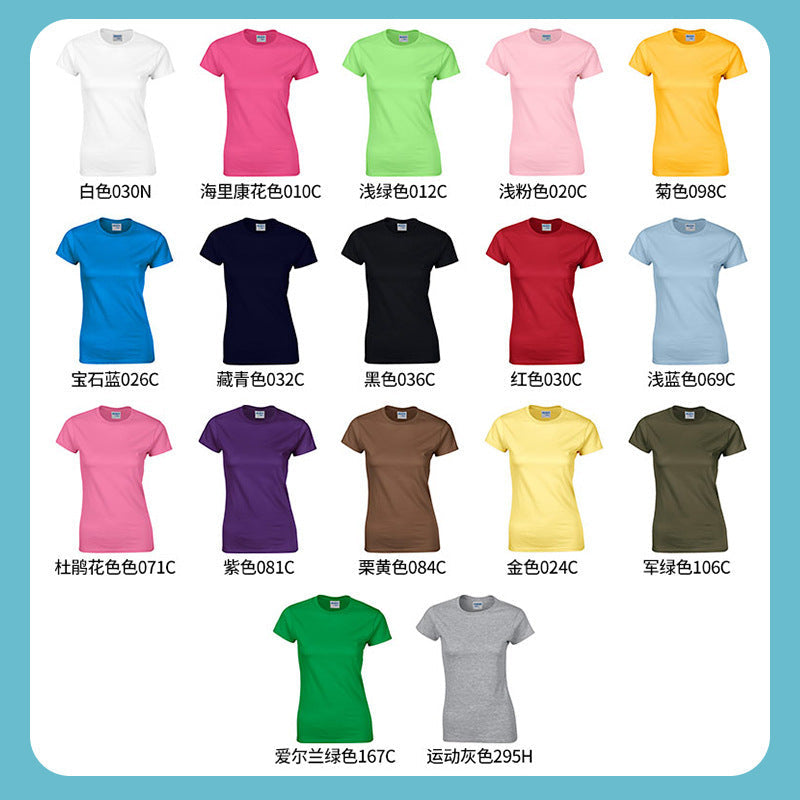 76000L women's t-shirts 180g  Round Neck Short Sleeve custom logo t shirt