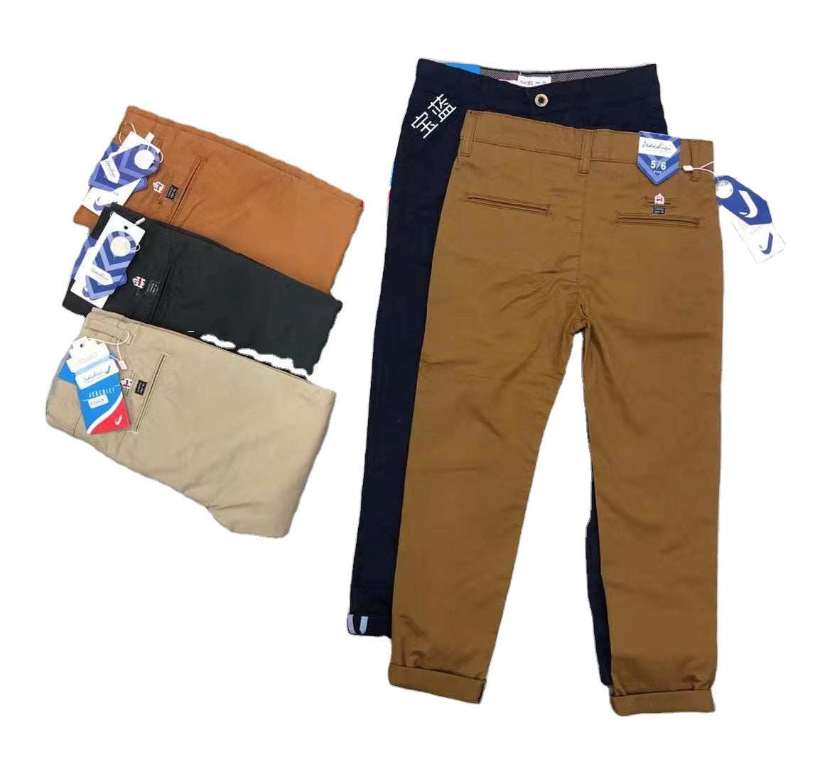 Comfortable fabric khaki children boy casual trousers kids boy long pants