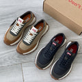 High-quality leather wear-resistant custom logo brand black men's sports running shoes