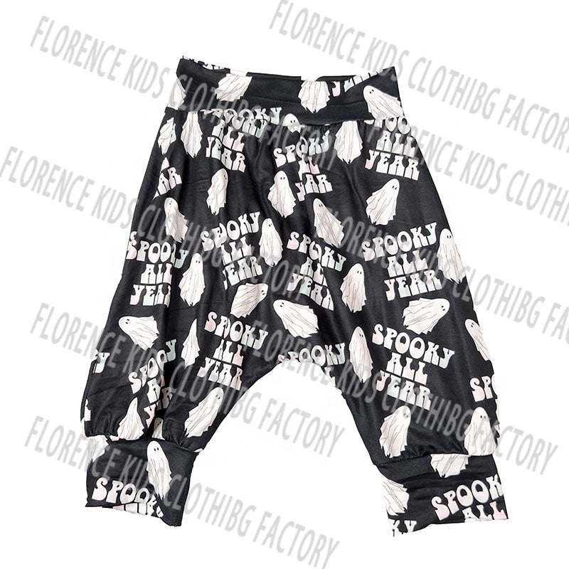 DH OEM pantalones de nina halloween skull toddler wide legging pants kids pants girls 9-10