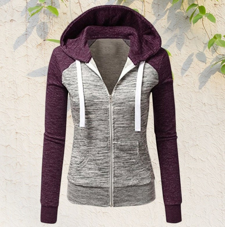5xl plus size crop tops coat autumn women sweatshirts long sleeve contrast color patchwork pullover zip hoodies