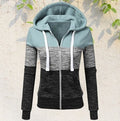 5xl plus size crop tops coat autumn women sweatshirts long sleeve contrast color patchwork pullover zip hoodies