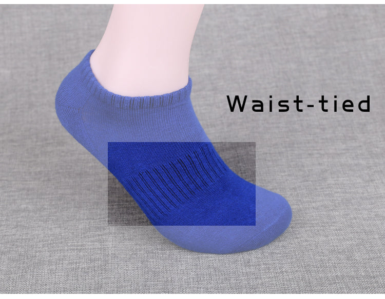 hot selling men casual sports socks breathable custom logo plain socks cotton waist tied terry cushion ankle socks