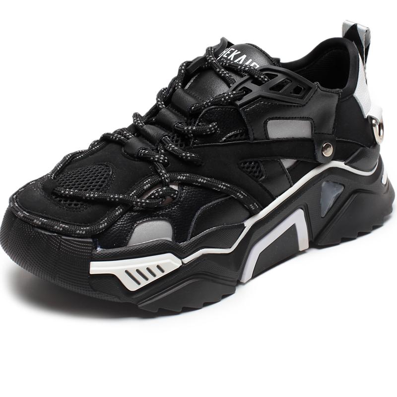 genuine leather women chunky sneakers 2019 platform women shoes fashion woman trainers ladies footwear