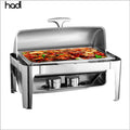 Guangzhou restaurant equipment kitchen 9L stainless food warmer high quality rectangular roll up cheap chafing dish fuel