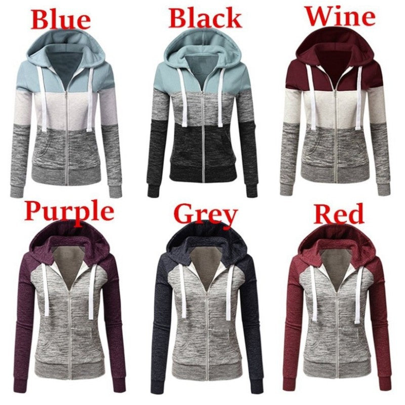 5xl plus size crop tops coat autumn women sweatshirts long sleeve contrast color patchwork pullover zip hoodies