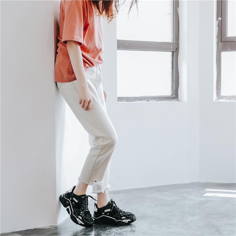 genuine leather women chunky sneakers 2019 platform women shoes fashion woman trainers ladies footwear