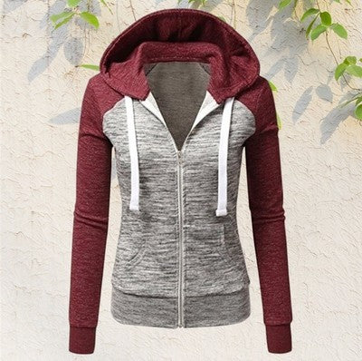 5xl plus size crop tops coat autumn women sweatshirts long sleeve contrast color patchwork pullover zip hoodies
