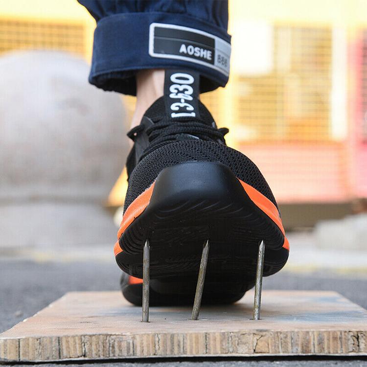 fly woven work boots anti smashp steel toe footwear indestructible sneakers walking woodland safety shoes