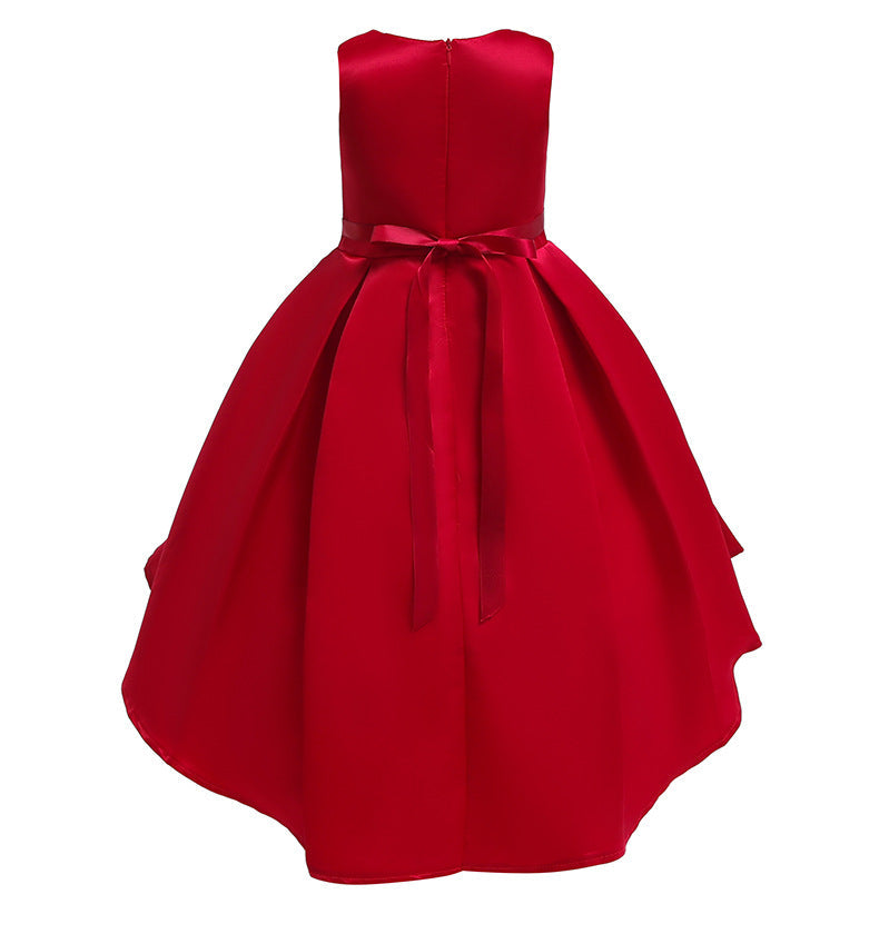 High Quality Layered Dress Kids Princess Printed Flower Christmas Evening Girls Party Dresses