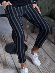 Custom Fashion Slim Fit Men Plaid Dress Pants  Casual Office Skinny Khaki Men Trousers
