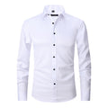 Official Solid Beautiful White Spandex Longsleeve Elastic Slim Formal Social Office Uniform Wear Business Dress Shirts For Mens