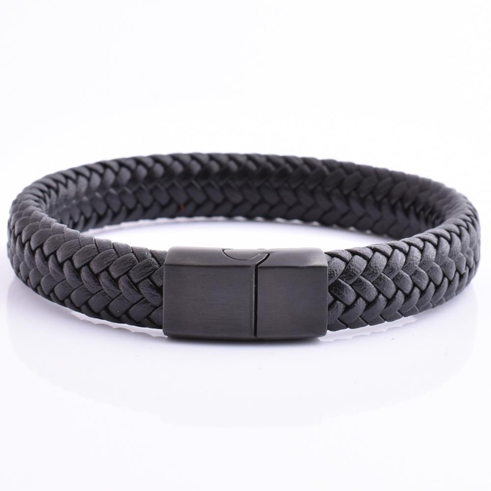 wholesale luxury mens magnetic clasp men jewelry bracelet real leather bracelet 1