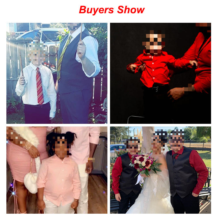 Custom Kids Formal Wedding Party White Button-Down Shirts Cotton Long Sleeve Dress School Uniform Shirt For Boys