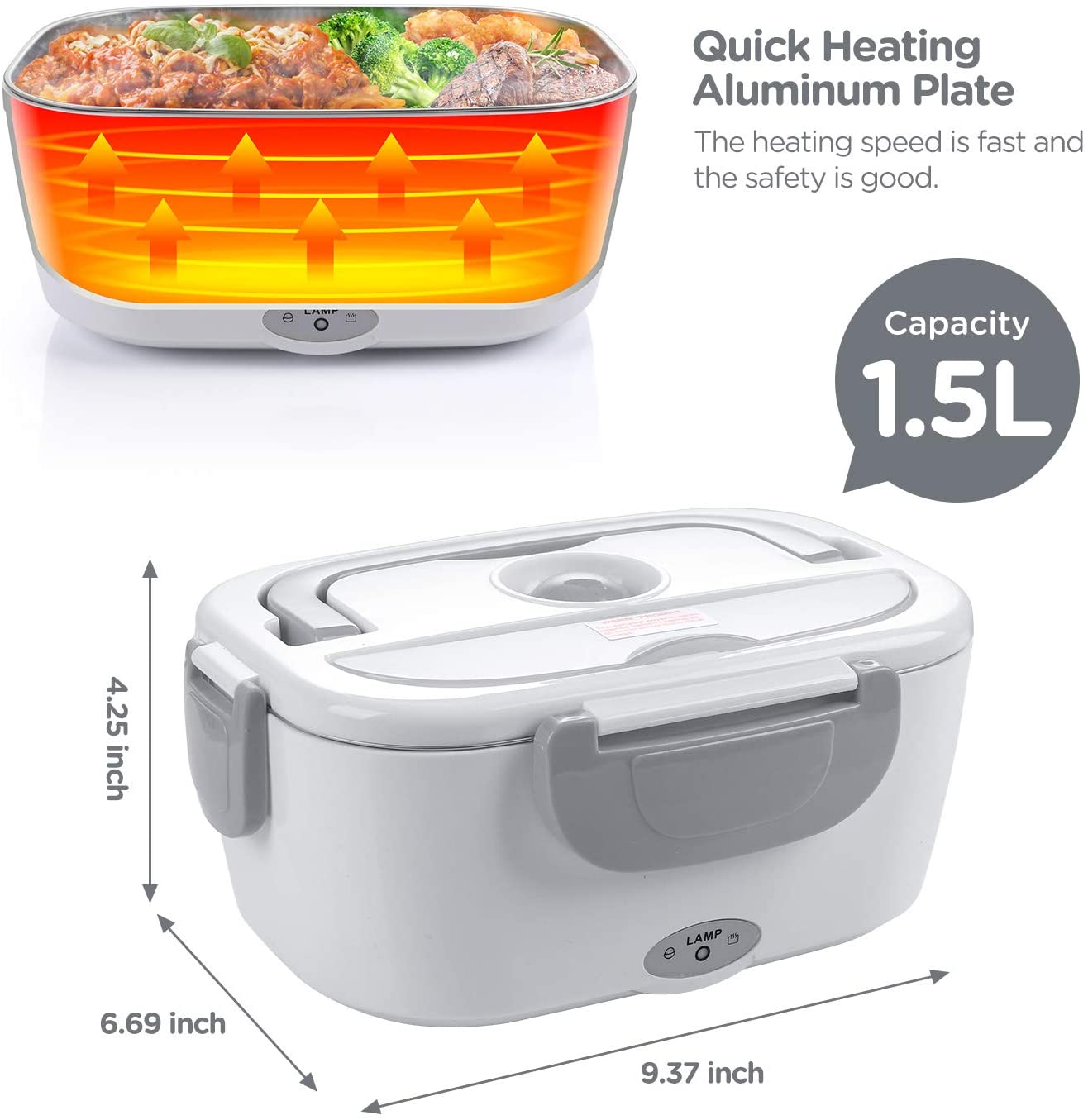 110v 220v 12v 24v portable stainless steel hot food heating electric heated lunch box for car and home