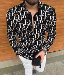 slim men tee dress shirts casual clothes men long sleeve printing shirts mens shirts