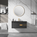 solid oak wood bathroom vanity cabinet with led light mirror modern  bathroom furniture set with top Wall Mounted vanity
