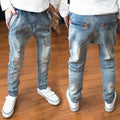 Hot sale pure cotton denim boy's jeans trousers high quality fashion denim pants for kids jeans