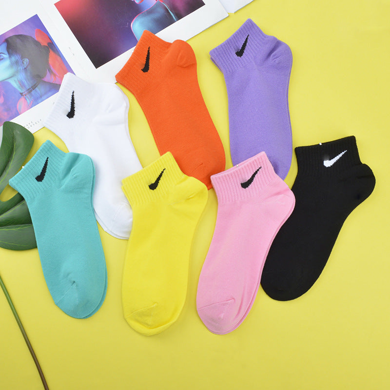 KTS467 Men's Women's Premium Cotton Short Tube Socks Rainbow Candy Color Boat Socks Fashion Sports Ankle NK Custom Logo Socks