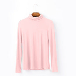 European plus size women's autumn style long sleeve T-shirt versatile solid color top turtleneck modal cotton base shirt