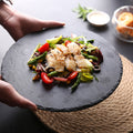 Round Slate Stone Plates Restaurant Sushi Stone Tray Wholesale Dinner Plate Black Serving Dishes For Catering Restaurant Hotel